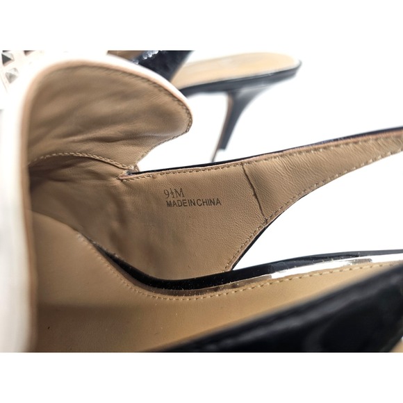 Linea Paolo Slingback‎ Studded Heels Rare Pumps Black White Pink Shoes Size 9.5 - Picture 4 of 10